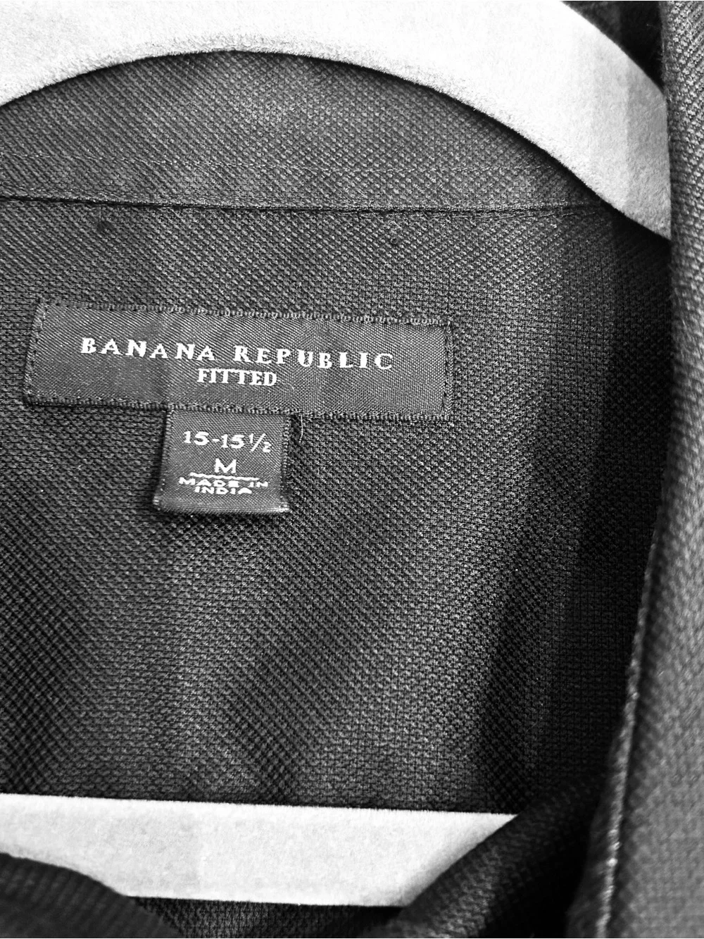Banana Republic Fitted Black Dress Shirt, French Cuffs, 100% Cotton, M 15-15.5